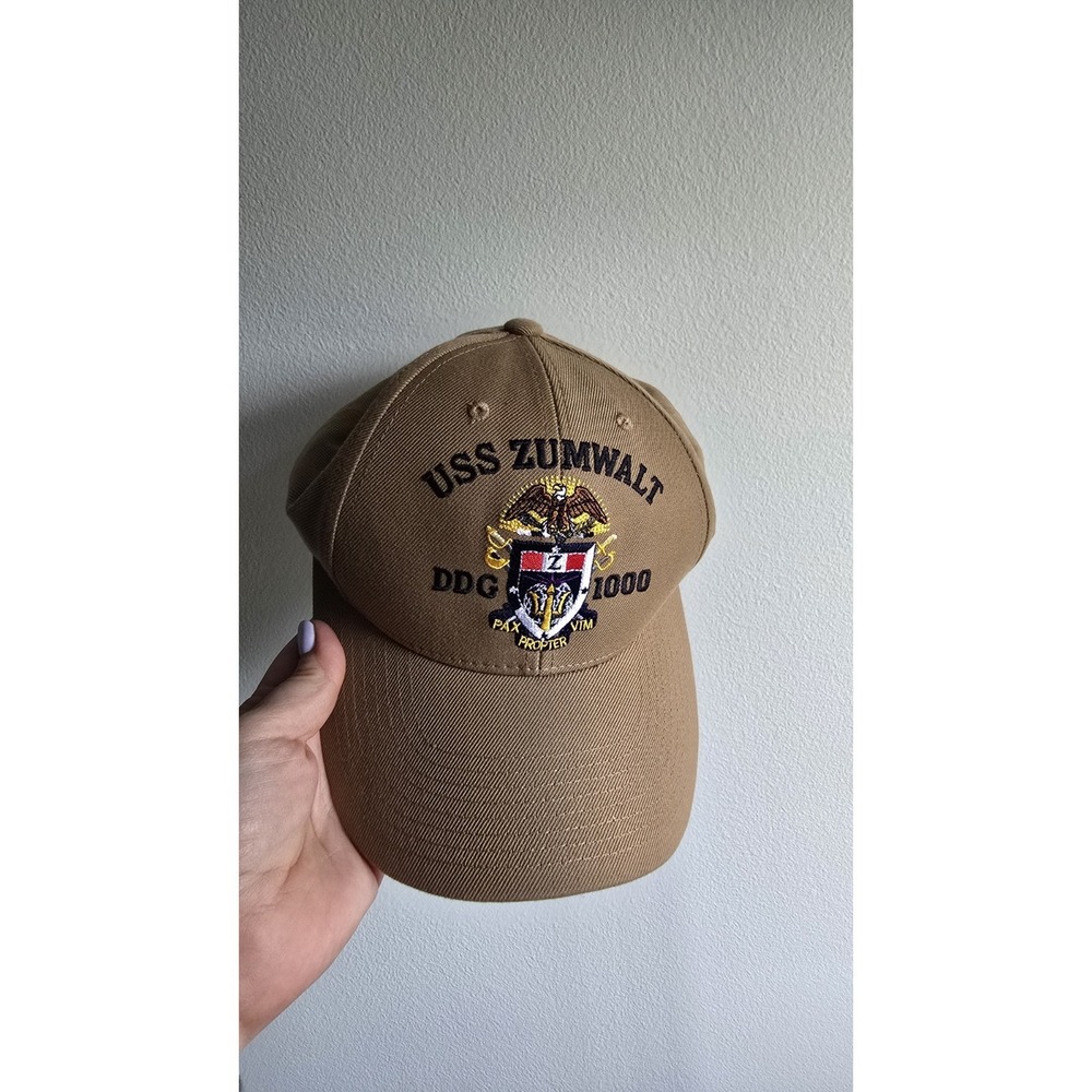 USS Zumwalt DDG-1000 US Navy Destroyer Hat Tan Embroidered Military Cap Snapback